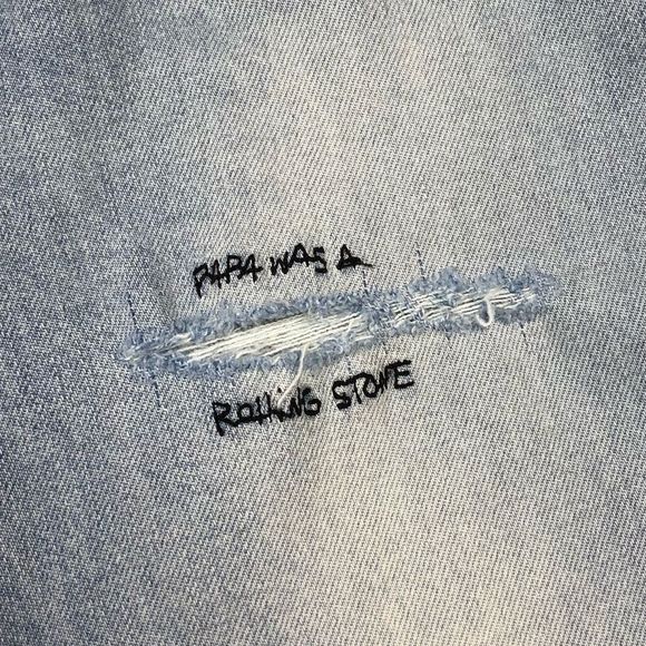 Siwy Hannah Skinny Light Wash Embroidered Quote Distressed Jeans 7 Day Weekend - Picture 9 of 14